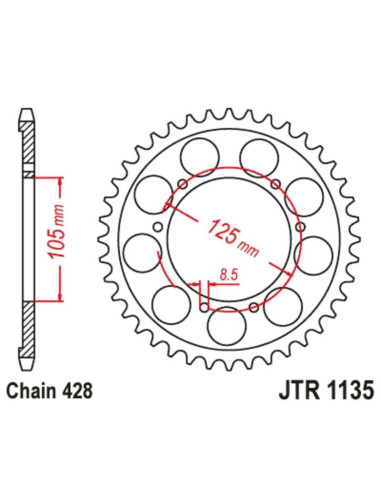 Kit chaîne JT/JT 428HDR 13/69 standard - couronne standard Kit chaîne JT/JT 428HDR 13/69 standard - couronne standard
