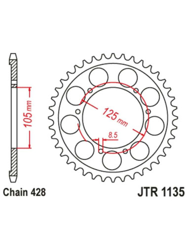 Kit chaîne JT/JT 428HDR 13/69 standard - couronne standard