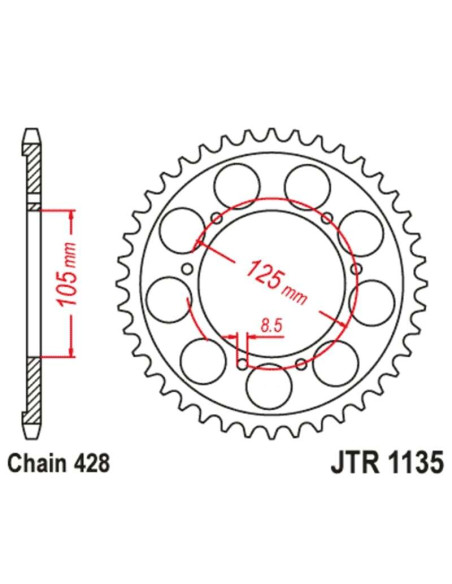 Kit chaîne JT/JT 428HDR 13/69 standard - couronne standard Kit chaîne JT/JT 428HDR 13/69 standard - couronne standard
