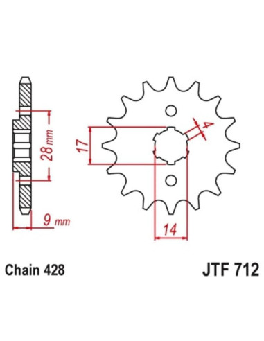 Kit chaîne JT/JT 428HDR 13/69 standard - couronne standard Kit chaîne JT/JT 428HDR 13/69 standard - couronne standard