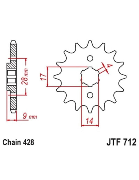 Kit chaîne JT/JT 428HDR 13/69 standard - couronne standard Kit chaîne JT/JT 428HDR 13/69 standard - couronne standard