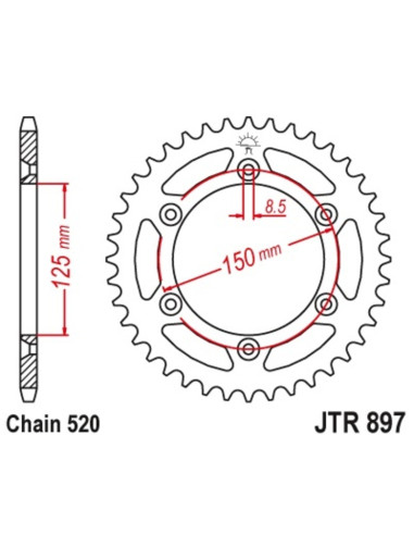 JT SPROCKETS Steel Standard Rear Sprocket 897 - 521 JT SPROCKETS Steel Standard Rear Sprocket 897 - 521