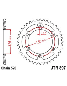 JT SPROCKETS Steel Standard Rear Sprocket 897 - 519 2