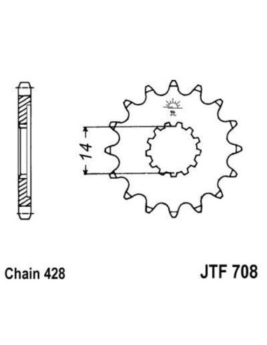 Pignon JT SPROCKETS acier standard 708 - 428