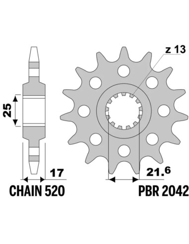 Pignon PBR acier standard 2042 - 520