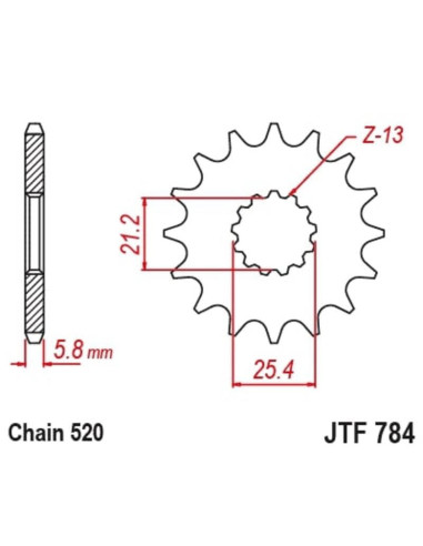 Pignon JT SPROCKETS acier anti-bruit 784 - 520