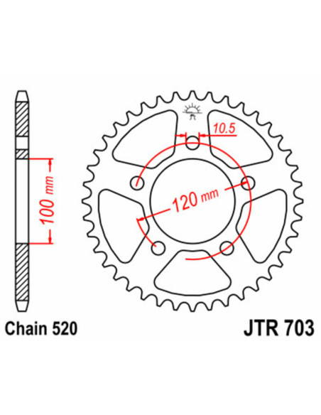Couronne JT SPROCKETS acier standard 703 - 520 Couronne JT SPROCKETS acier standard 703 - 520