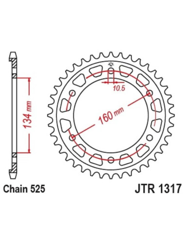 Couronne JT SPROCKETS acier standard 1317 - 525
