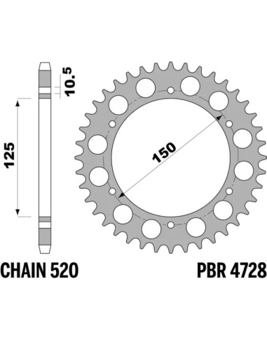 Couronne PBR acier C45 standard 4728 - 520