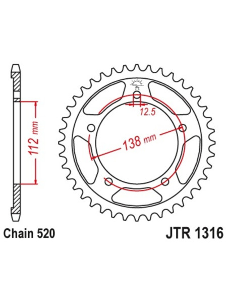 Kit chaîne JT/JT 520HDS 17/38 standard - couronne standard