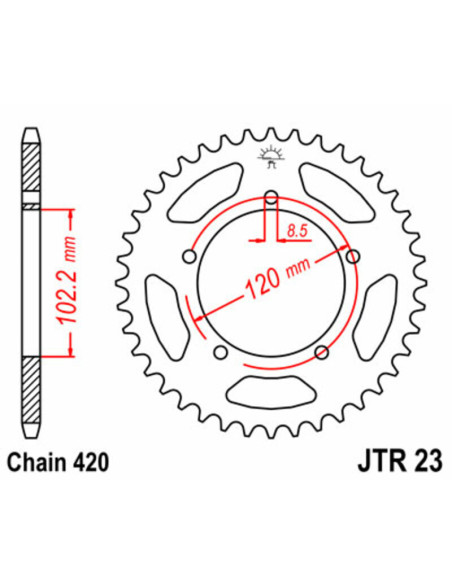 Kit chaîne JT/JT 428HDR 12/47  standard - couronne standard