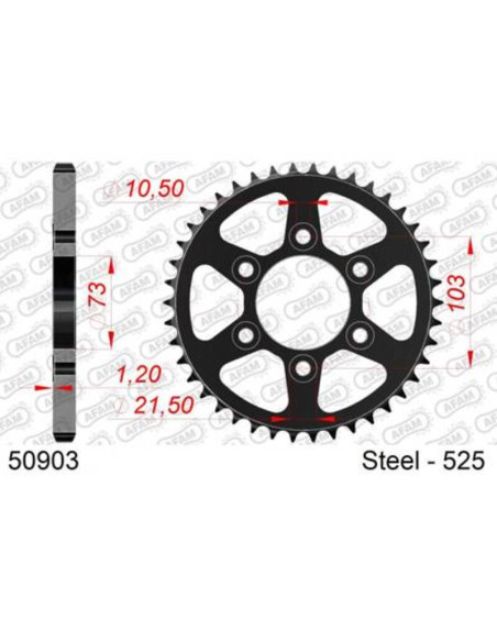 Couronne AFAM acier standard 50903 - 525 Couronne AFAM acier standard 50903 - 525