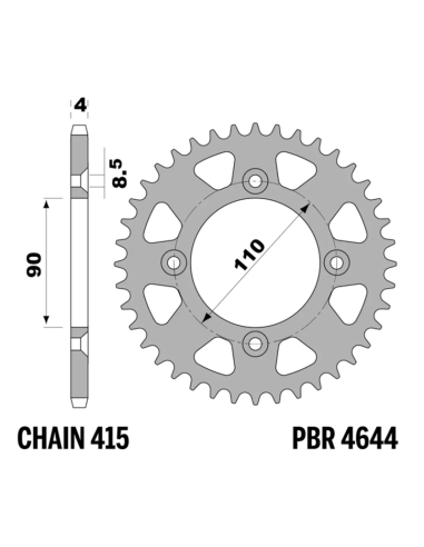 Couronne PBR aluminium ultra-light 4644 - 415 Couronne PBR aluminium ultra-light 4644 - 415