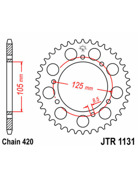 Couronne JT SPROCKETS acier standard 1131 - 420 Couronne JT SPROCKETS acier standard 1131 - 420