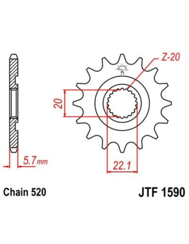 Pignon JT SPROCKETS acier standard 1590 - 520