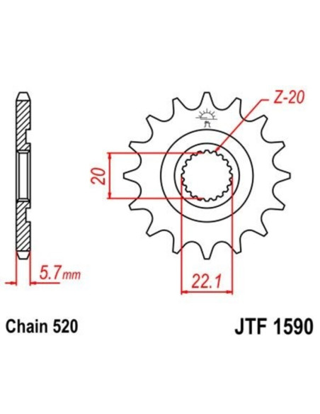 Pignon JT SPROCKETS acier standard 1590 - 520