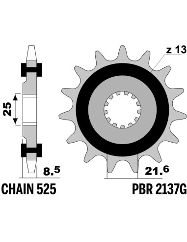 Pignon PBR acier anti-bruit 2137 - 525