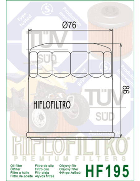 Filtre à huile HIFLOFILTRO - HF195