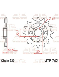 Pignon JT SPROCKETS acier anti-bruit 742 - 520 2