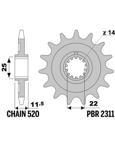 Pignon PBR acier standard 2311 - 520 2