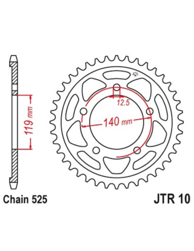 Couronne JT SPROCKETS acier standard - 525