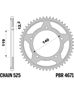 Couronne PBR acier C45 revenu 4671 - 525 2