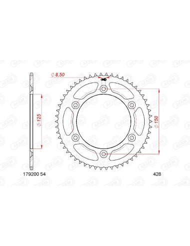 Kit chaîne AFAM 428R1 11/60-146 - couronne standard