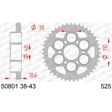 AFAM COURONNE ACIER au pas de 525 pour DUCATI AFA50801