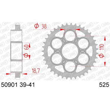 AFAM COURONNE ACIER au pas de 525 pour DUCATI AFA50901