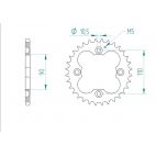 Kit chaine AFAM acier ADLY 300 THUNDERBIKE pas 520 2004 à 2005