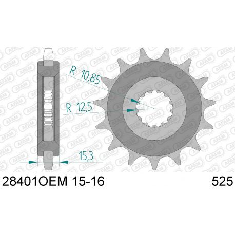 Pignon AFAM pour moto au pas de 525 ANTI BRUIT