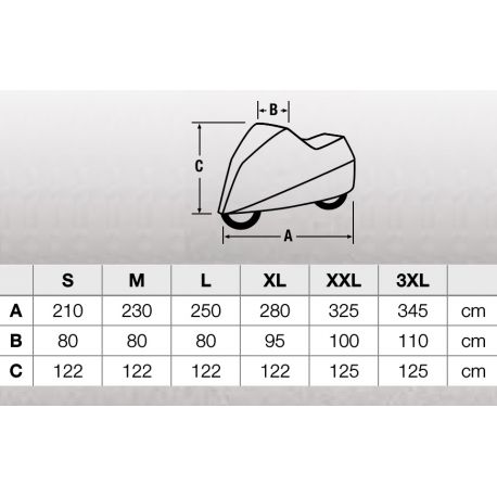 Housse pour moto HELD Advanced étanche dimensions