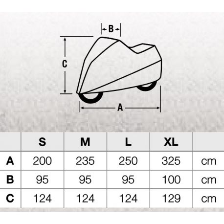 Housse pour moto HELD Basic étanche dimensions