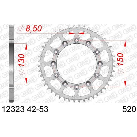 AFAM COURONNE ACIER au pas de 520 - 10304 pour APRILIA/HONDA/YAMAHA AFA12323