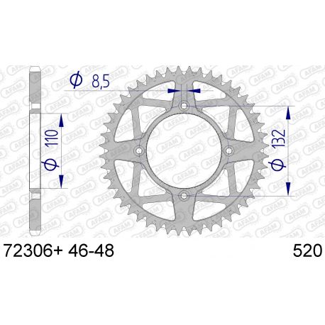 Kit chaine AFAM alu KTM 250 FREERIDE 2014 2017 couronne antiboue