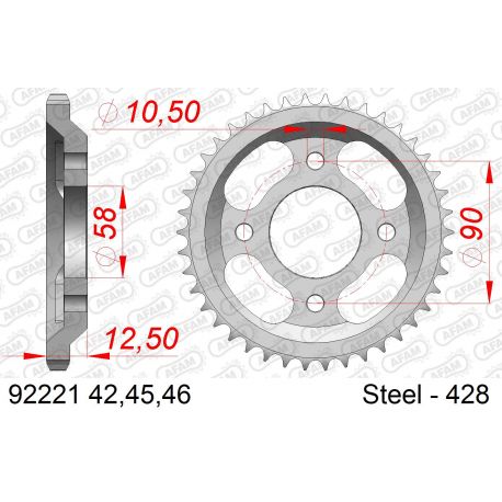 Kit chaine DID  ACIER MASH 125 SEVENTY FIVE 2017 à 2018 couronne