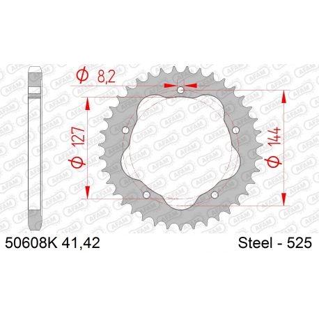 AFAM COURONNE ACIER au pas de 525 NOIR HARD AFA50608K