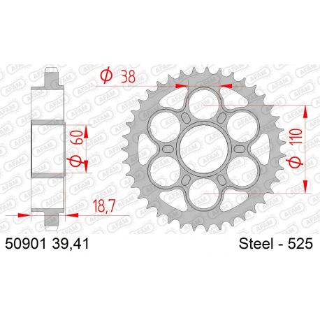 Kit chaine AFAM acier DUCATI 1200 1200 MONSTER R / S 2014 à  2018 couronne