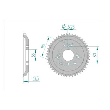 Kit chaine AFAM acier DERBI FENIX 50 pas 420 1996 à 1998