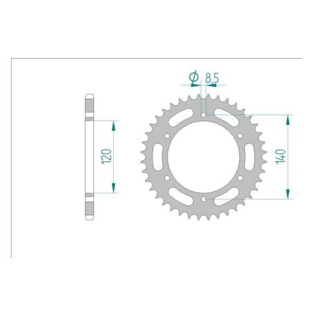 Kit Chaine DC KAWASAKI KLR 250 D2-D22,(KL250) (1985-2005) KL250