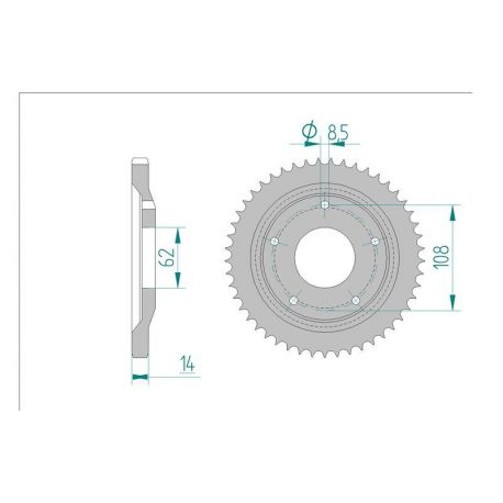 Kit Chaine DC MZ RT 125 / STRIKER (ROUES A BATONS) (2001-2007) ROUES A BATONS