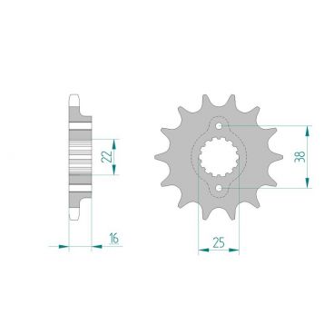 Kit chaine AFAM acier DUCATI 916/996 for PCD1 pas 525 1994 à 2001