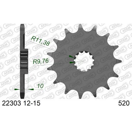 Pignon AFAM pour moto au pas de 520 22303