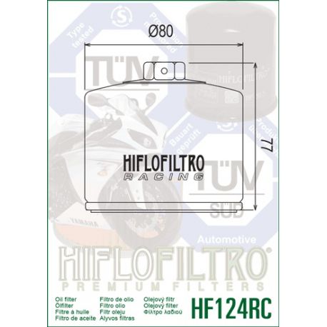 Filtre à huile HF124RC HIFLO FILTRO Racing Kawasaki dimensions Filtre à huile HF124RC HIFLO FILTRO Racing Kawasaki dimensions