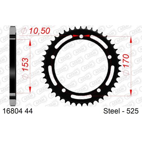 AFAM COURONNE ACIER au pas de 525 16804 pour KAWASAKI H2