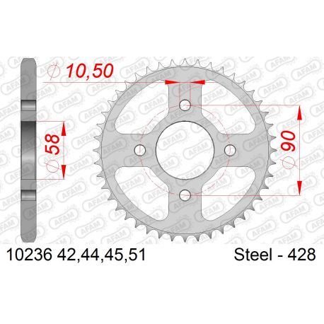 AFAM COURONNE ACIER au pas de 428 pour HONDA AFA10236
