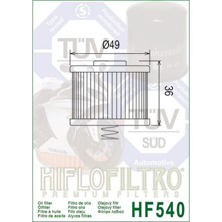 Filtre à huile HF540 HIFLO FILTRO dimensions Filtre à huile HF540 HIFLO FILTRO dimensions