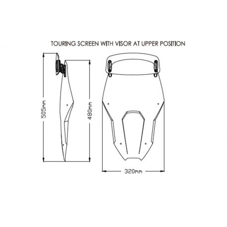 Bulle Touring avec visière PUIG pour Honda CRF1100 L Africa Twin dimensions position haute