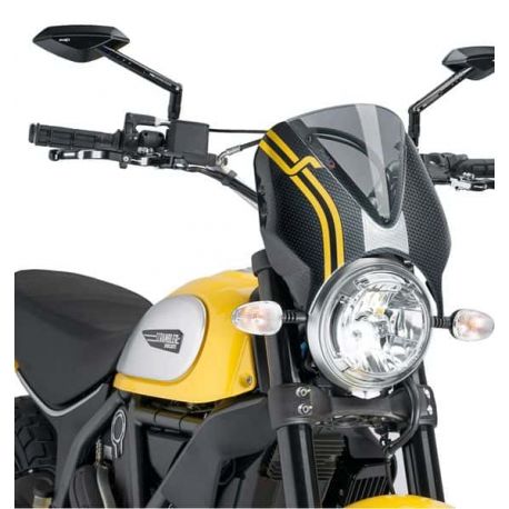 Saute vent PUIG Retrovision pour DUCATI Scrambler Classic look carbone