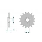 Kit chaine AFAM acier GAS-GAS 50 ROOKIE EC pas 420 2002 à 2005